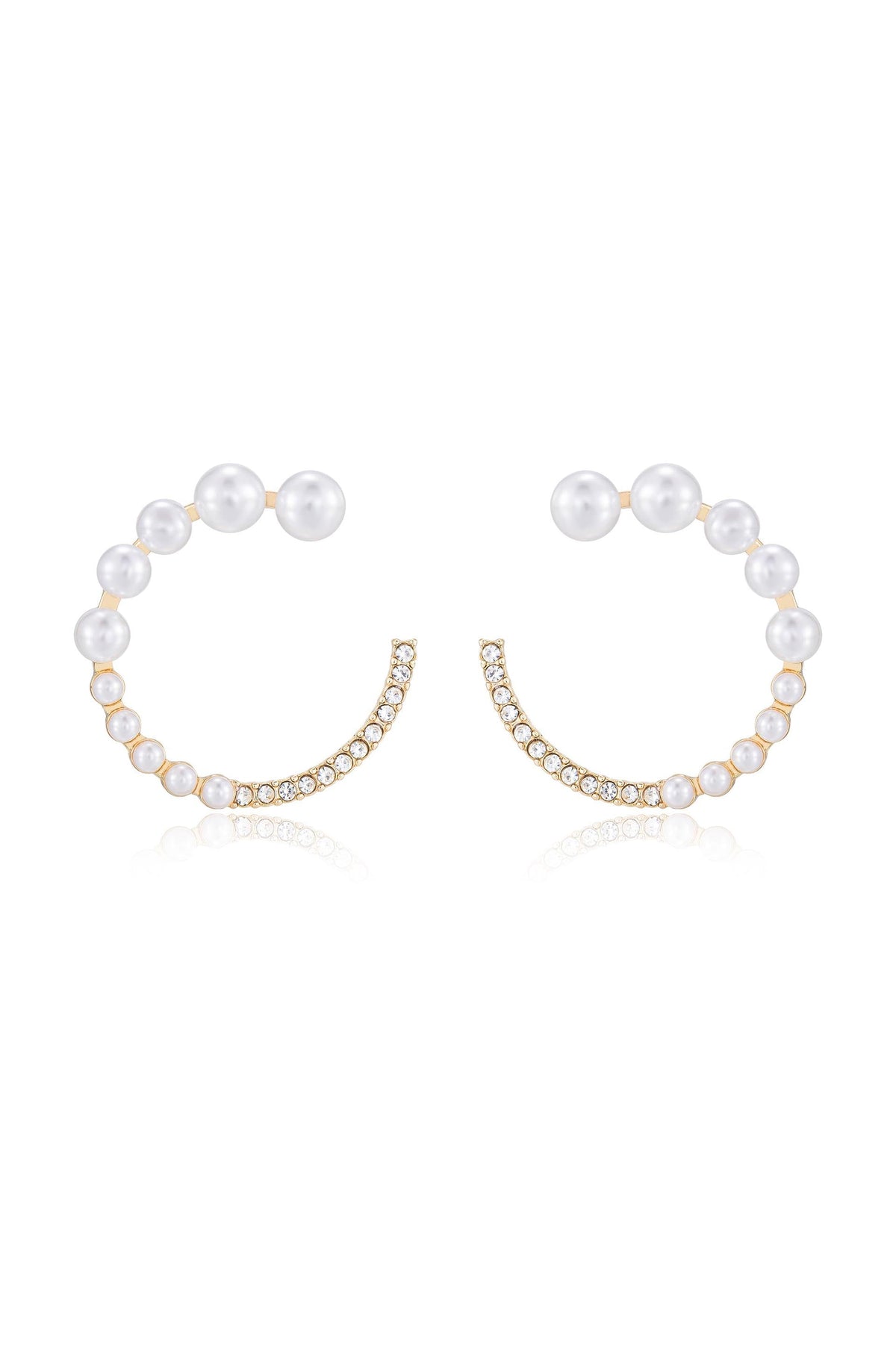 Chic Pearl And Crystal Open Circle Earrings