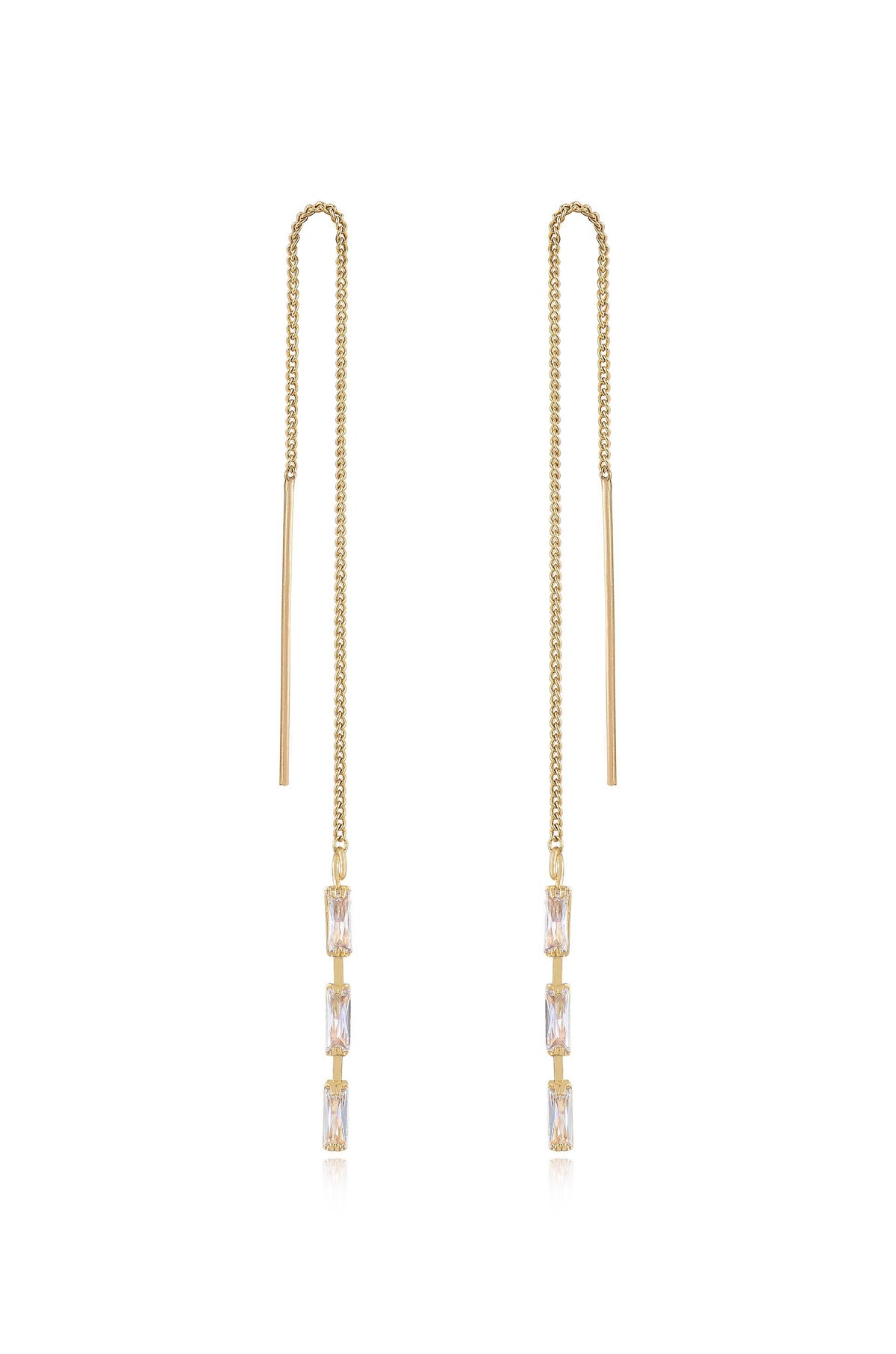 Crystal Baguette Threader Earrings